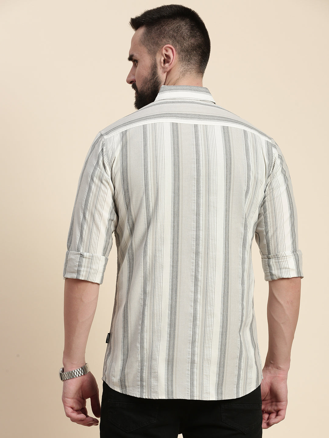 Mens Striped Full Sleeve Shirt With Pocket