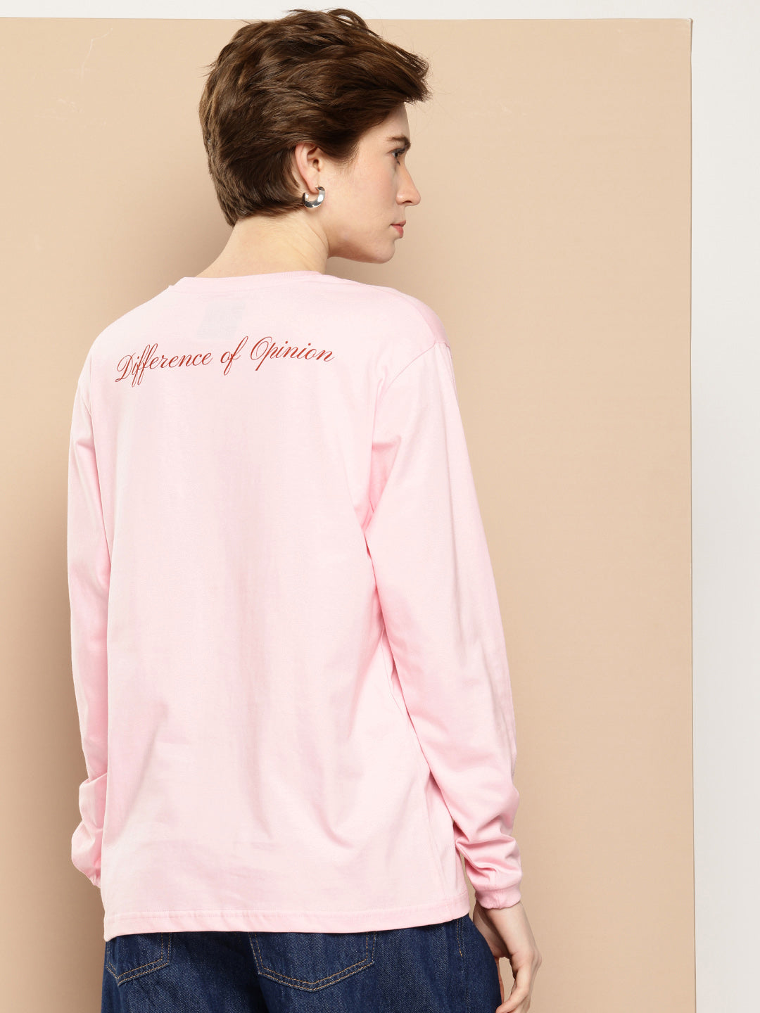 Womens Full Sleeve Round Neck Printed Oversized Fit Tshirts