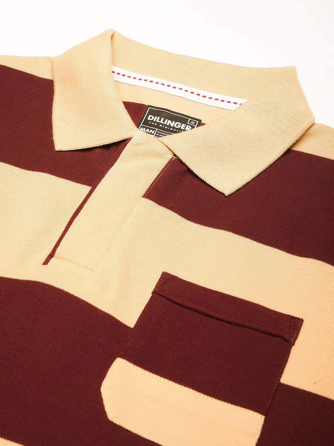 Mens Full Sleeve Polo Neck All-Over Striped Regular Fit Tshirts