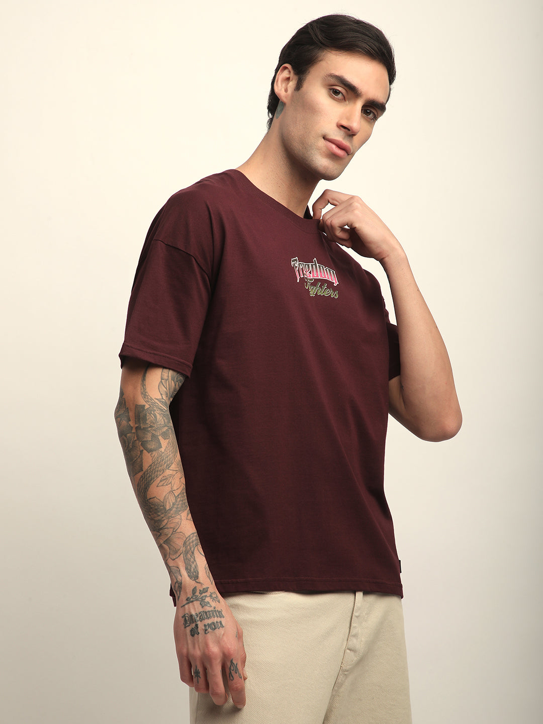 Mens Half Sleeve Drop Shoulder Printed Oversized Fit T-Shirts
