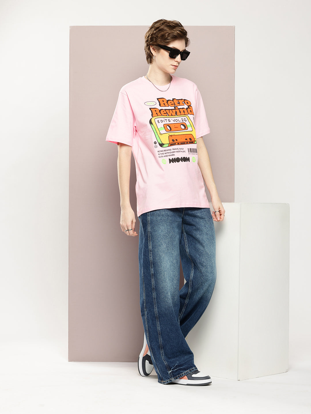Womens Half Sleeve Round Neck Printed Oversized Fit Tshirts