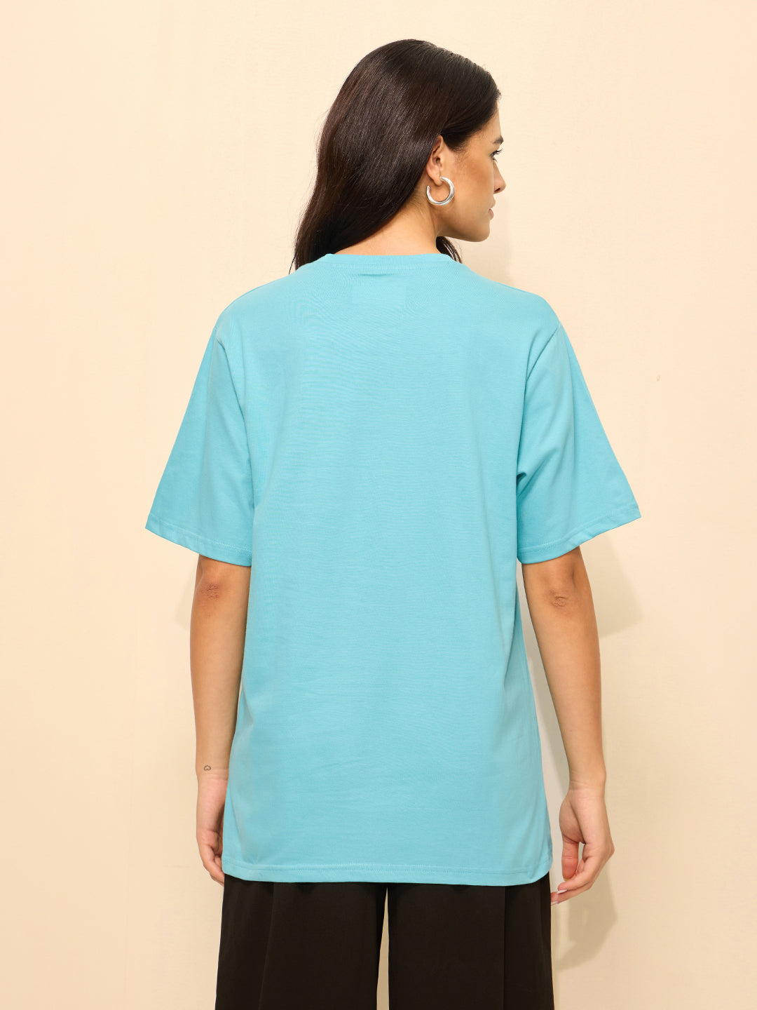 Womens Printed Oversized Fit Cotton T-Shirt