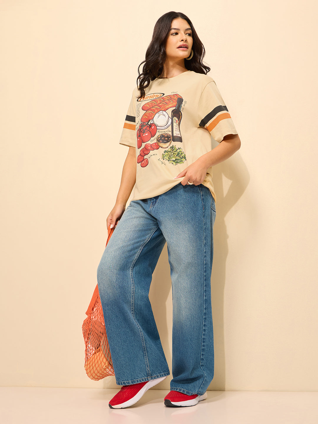 Womens Printed Oversized Cotton T-Shirt