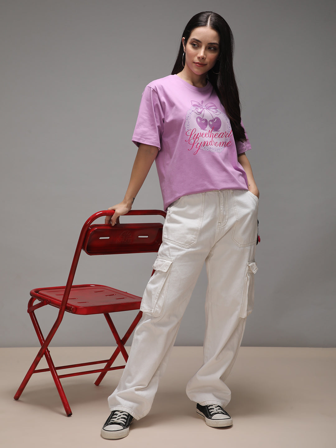 Womens Half Sleeve Round Neck Printed Oversized Fit Tshirts