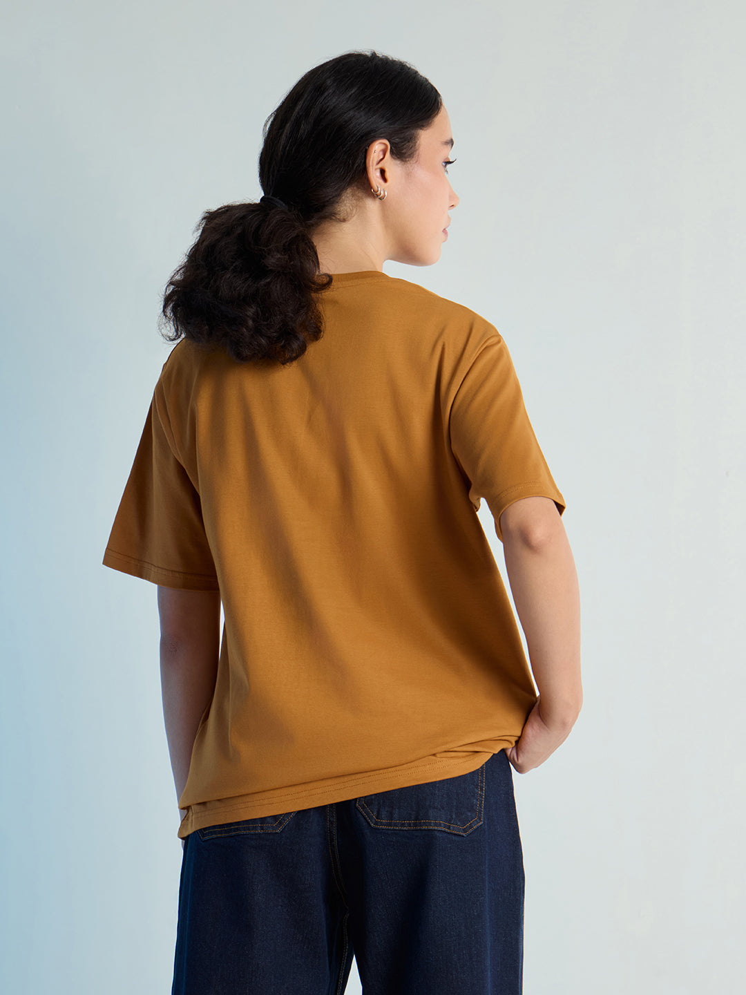 Womens Stud Detailed Oversized Round Neck Tshirt 