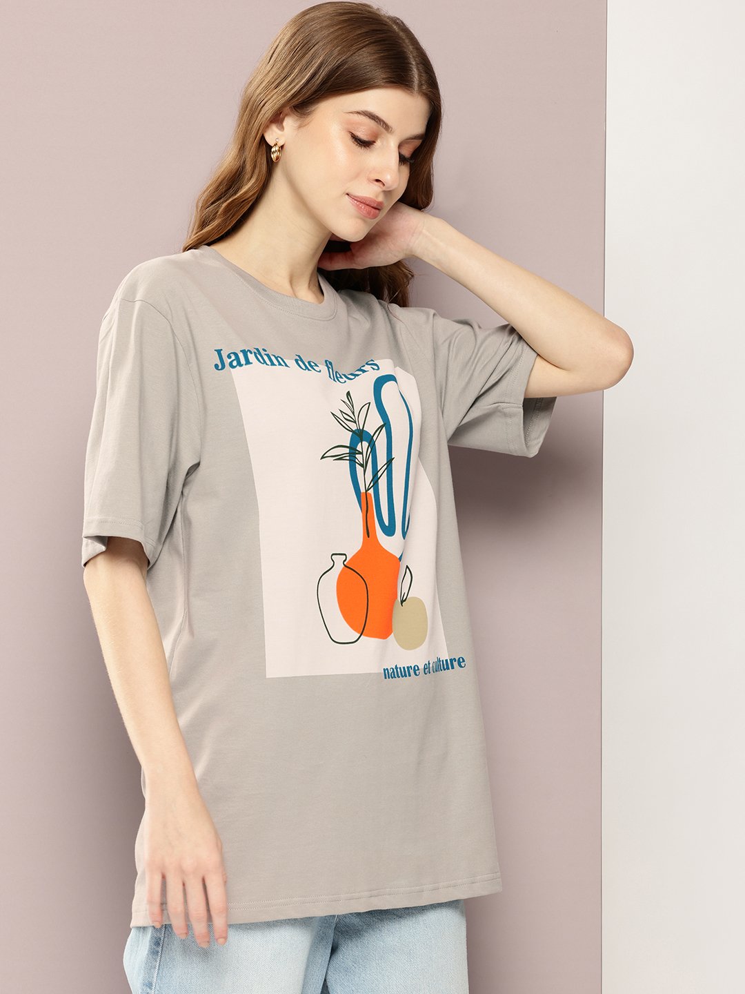 Womens Half Sleeve Round Neck Oversized Fit T-Shirts