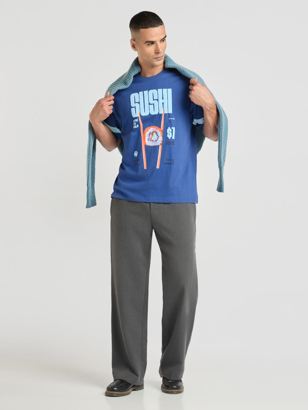 Mens Puff Printed Oversized Half Sleeve Round Neck Tshirt