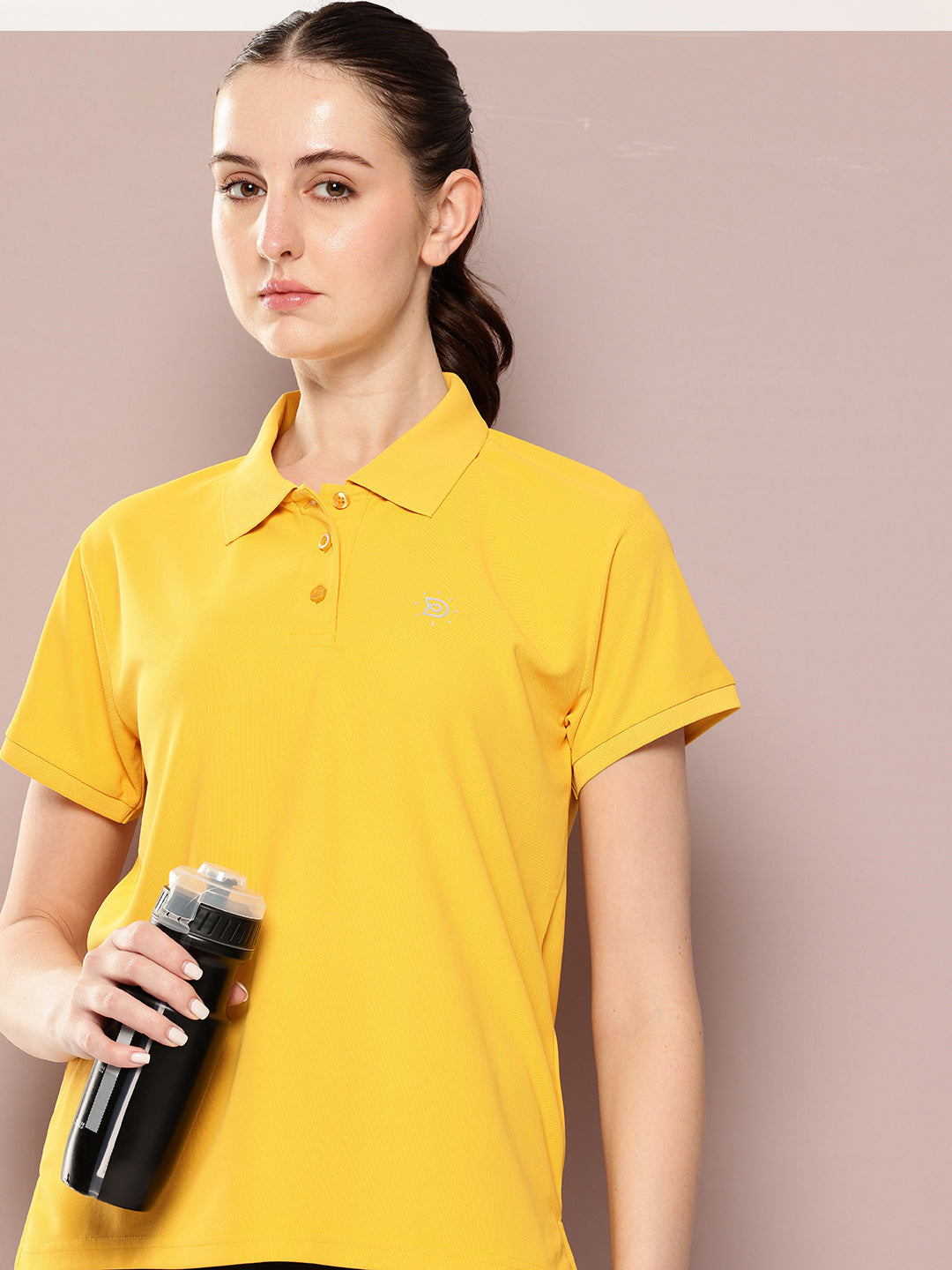 Womens Short Sleeve Polo Neck Relaxed Fit Polyster Tshirt
