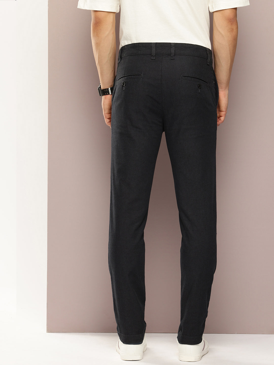Men Slim Fit Solid Chinos Casual Trousers
