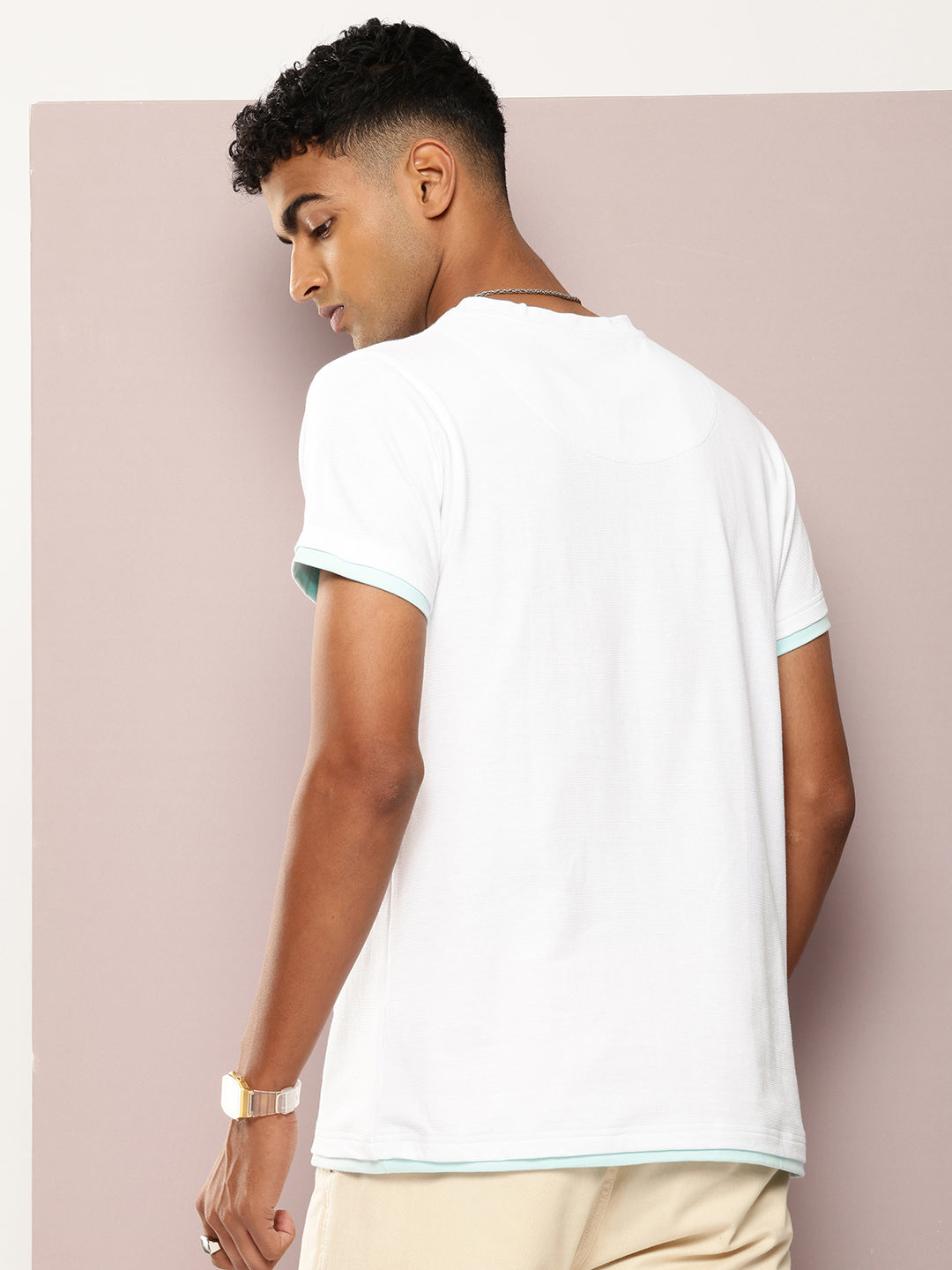 Mens Half Sleeve V-Neck Solid Regular Fit Tshirts