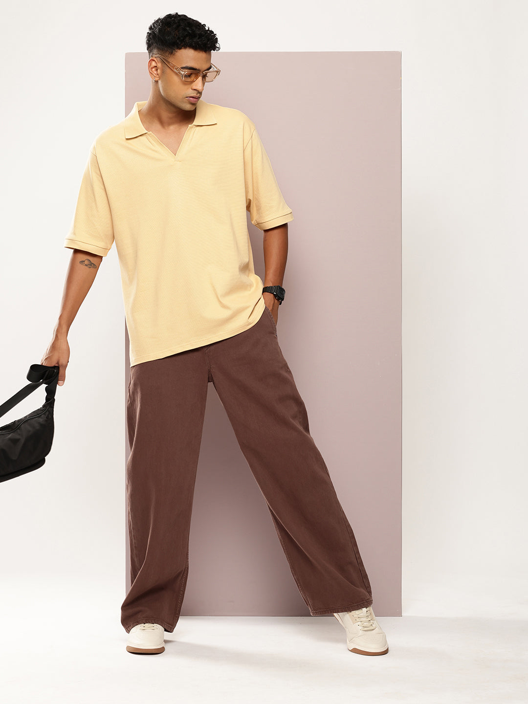 Mens Half Sleeve Polo Neck Solid Oversized Fit Tshirts