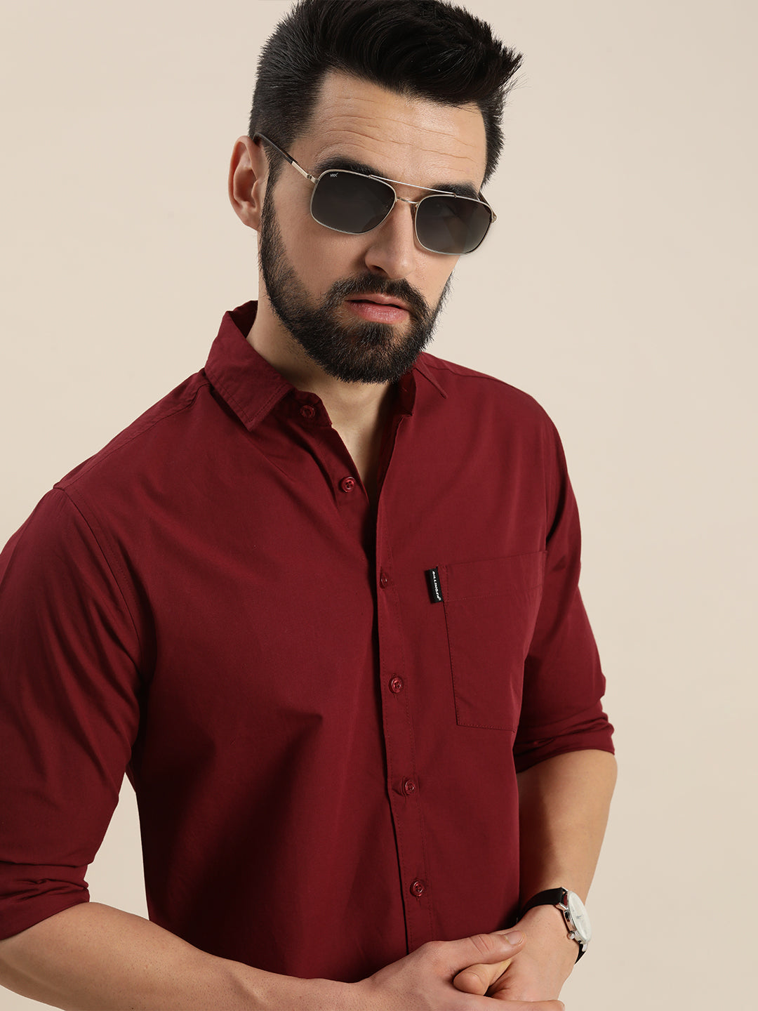 Mens Plain Full Sleeve Shirt With Pocket