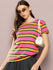 Womens Half Sleeve Round Neck All-Over Striped Boxy Fit Tshirts