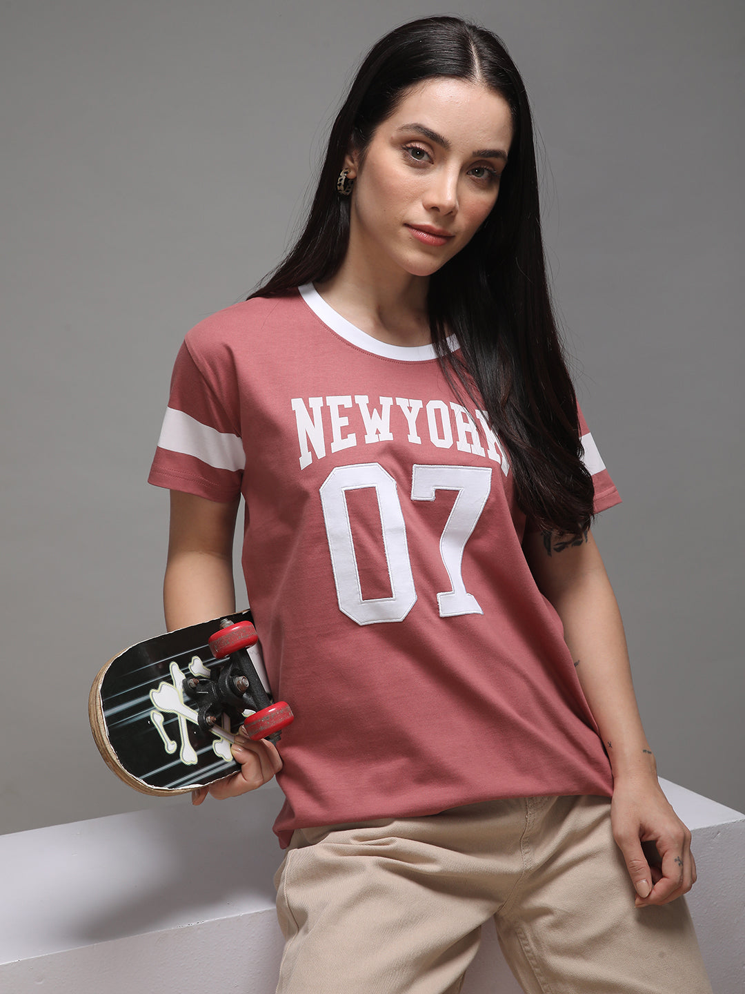 Womens Half Sleeve Round Neck Printed Boxy Fit Tshirts