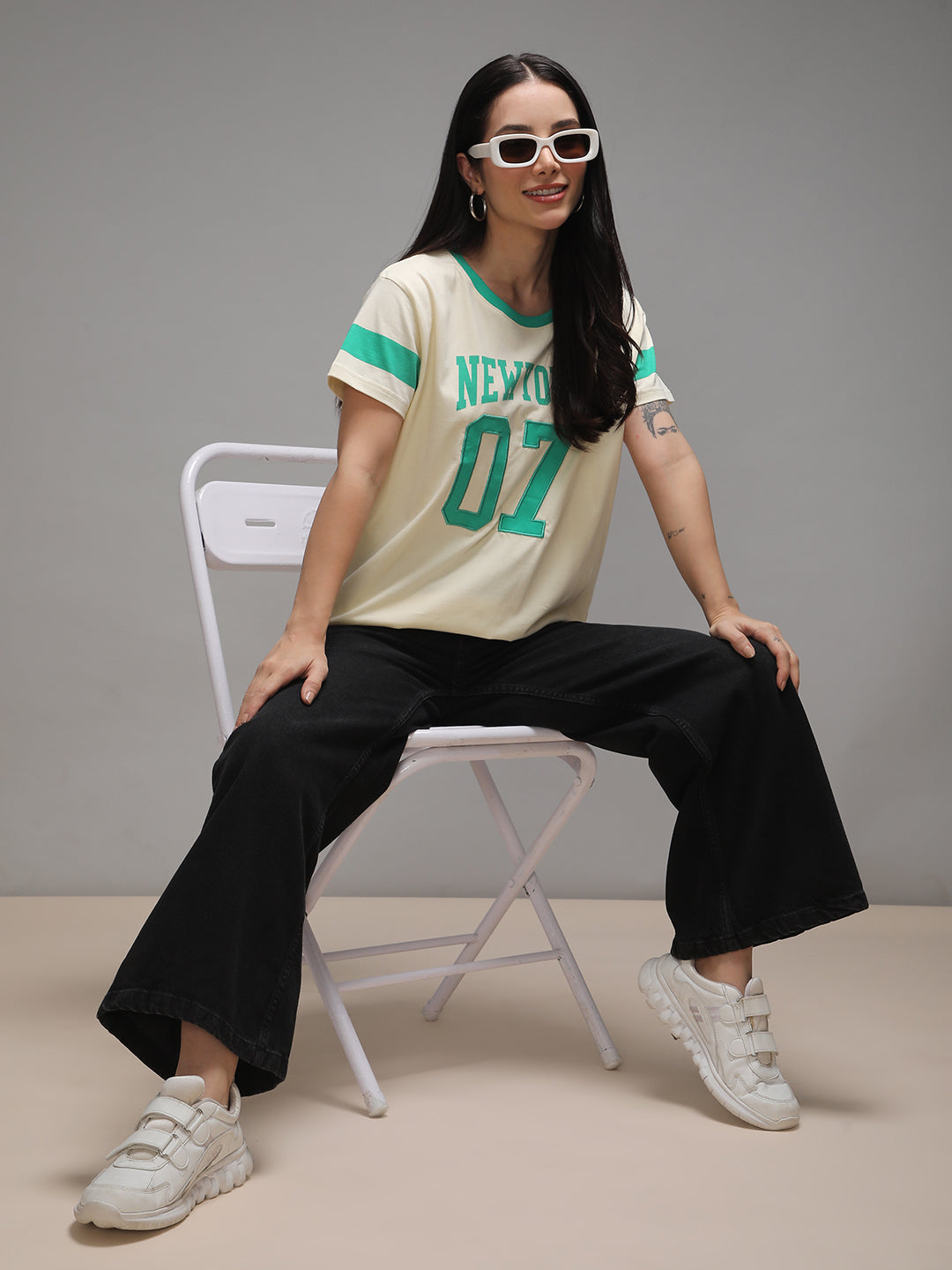 Womens Half Sleeve Round Neck Printed Boxy Fit Tshirts