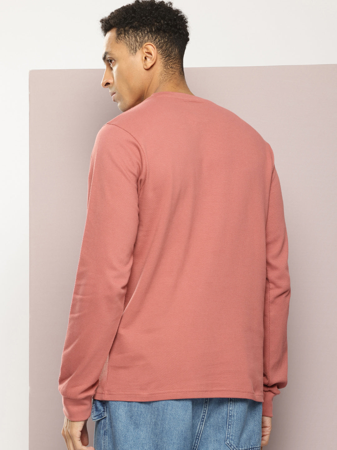 Mens Full Sleeve Round Neck Solid Regular Fit Tshirts