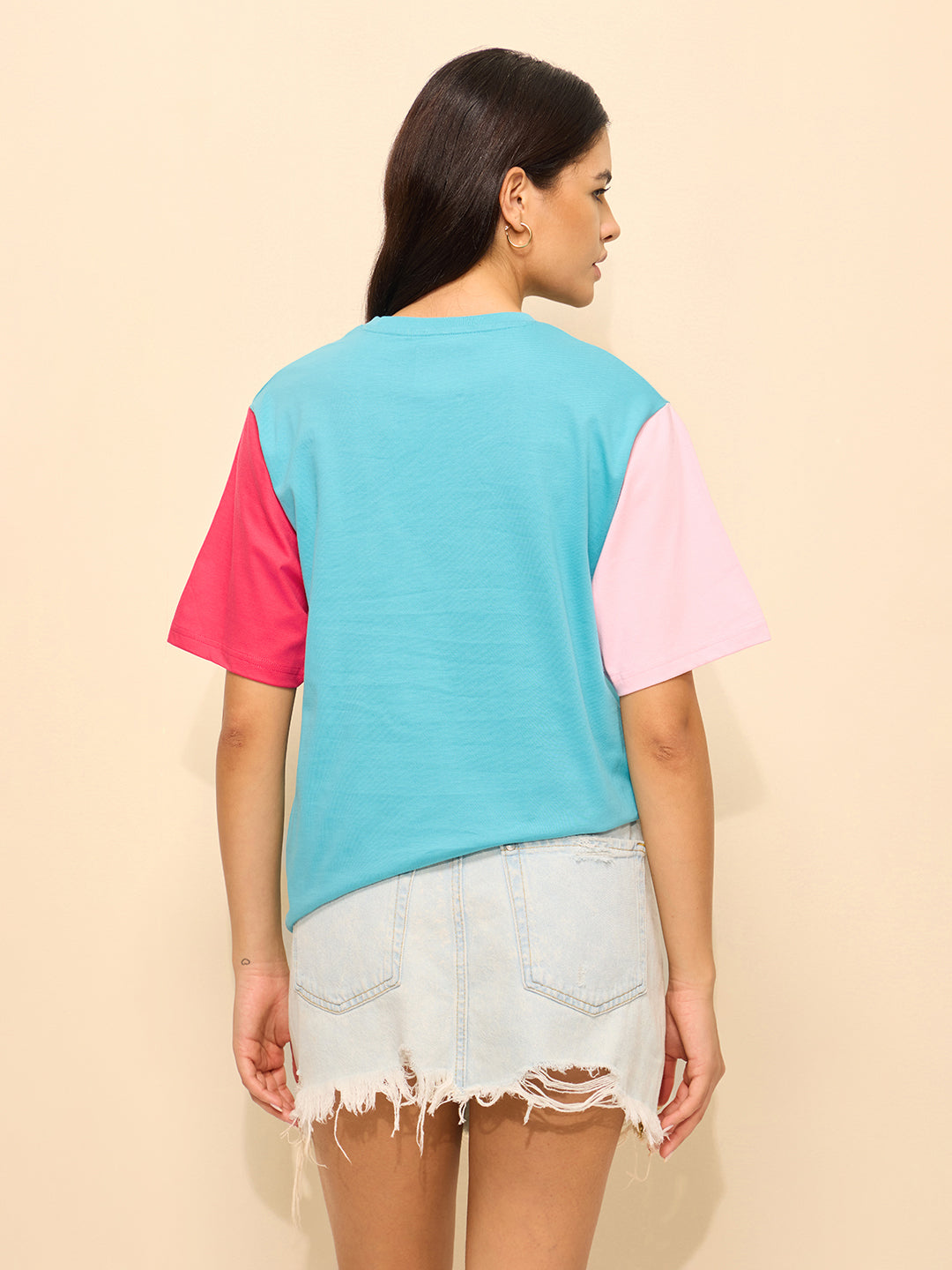 Womens Printed Oversized Fit Cotton T-Shirt