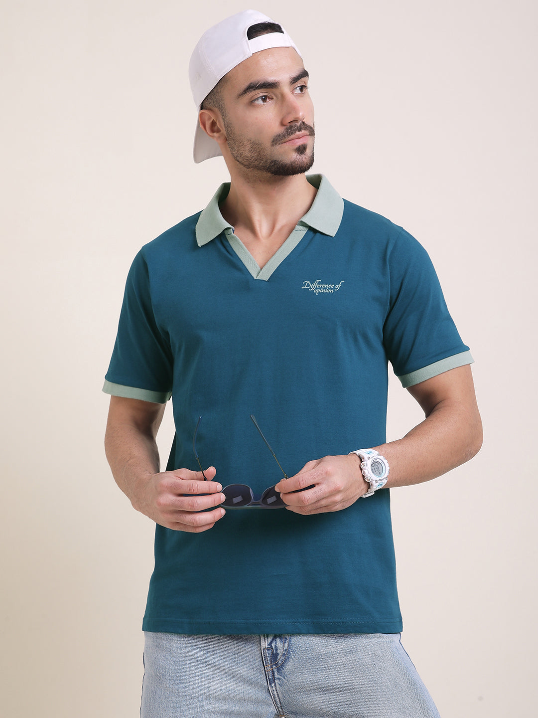 Mens Half Sleeve Polo Neck Back Printed Relaxed Fit Tshirts