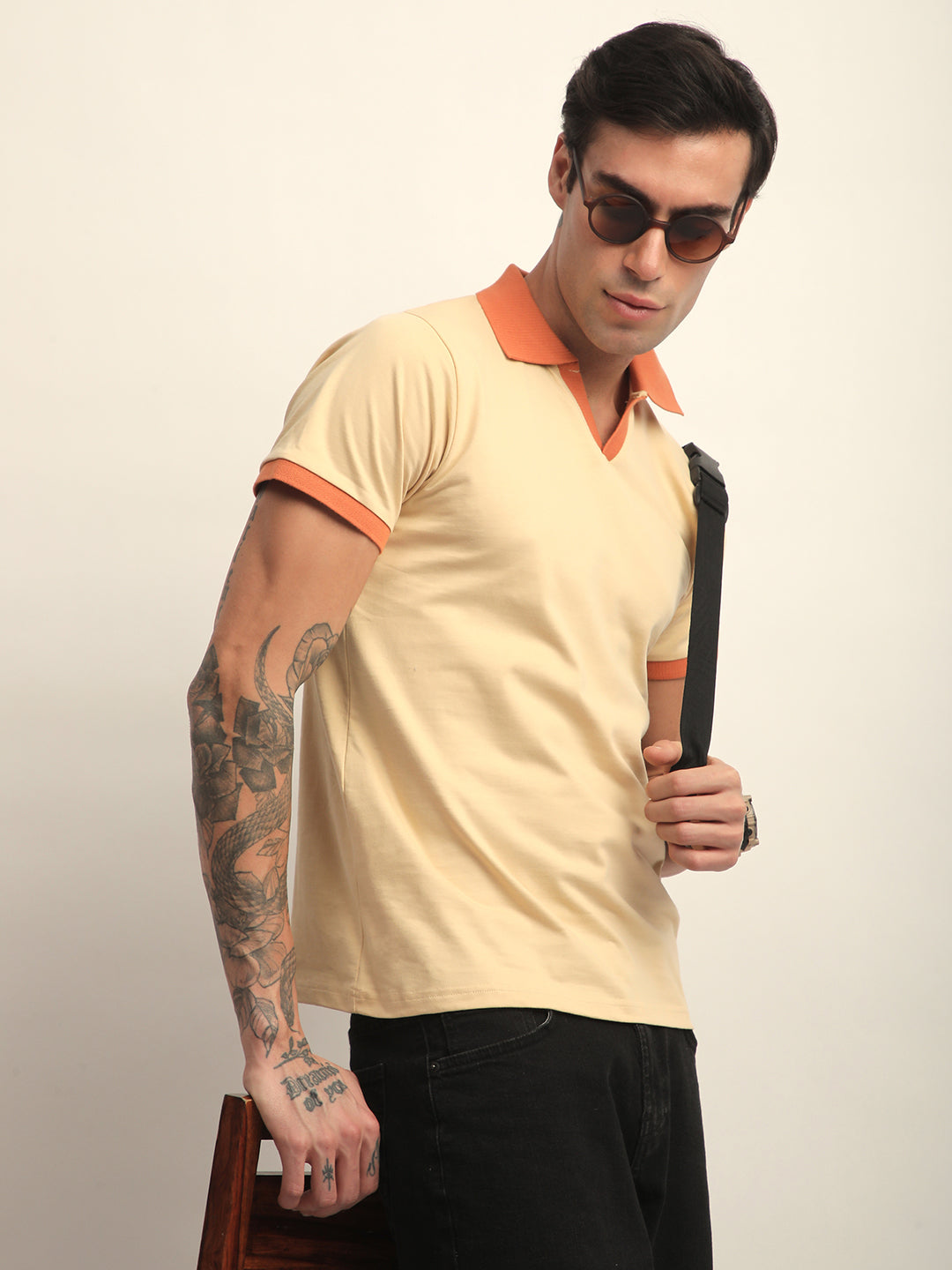 Mens Half Sleeve Polo Neck Solid Regular Fit Tshirts