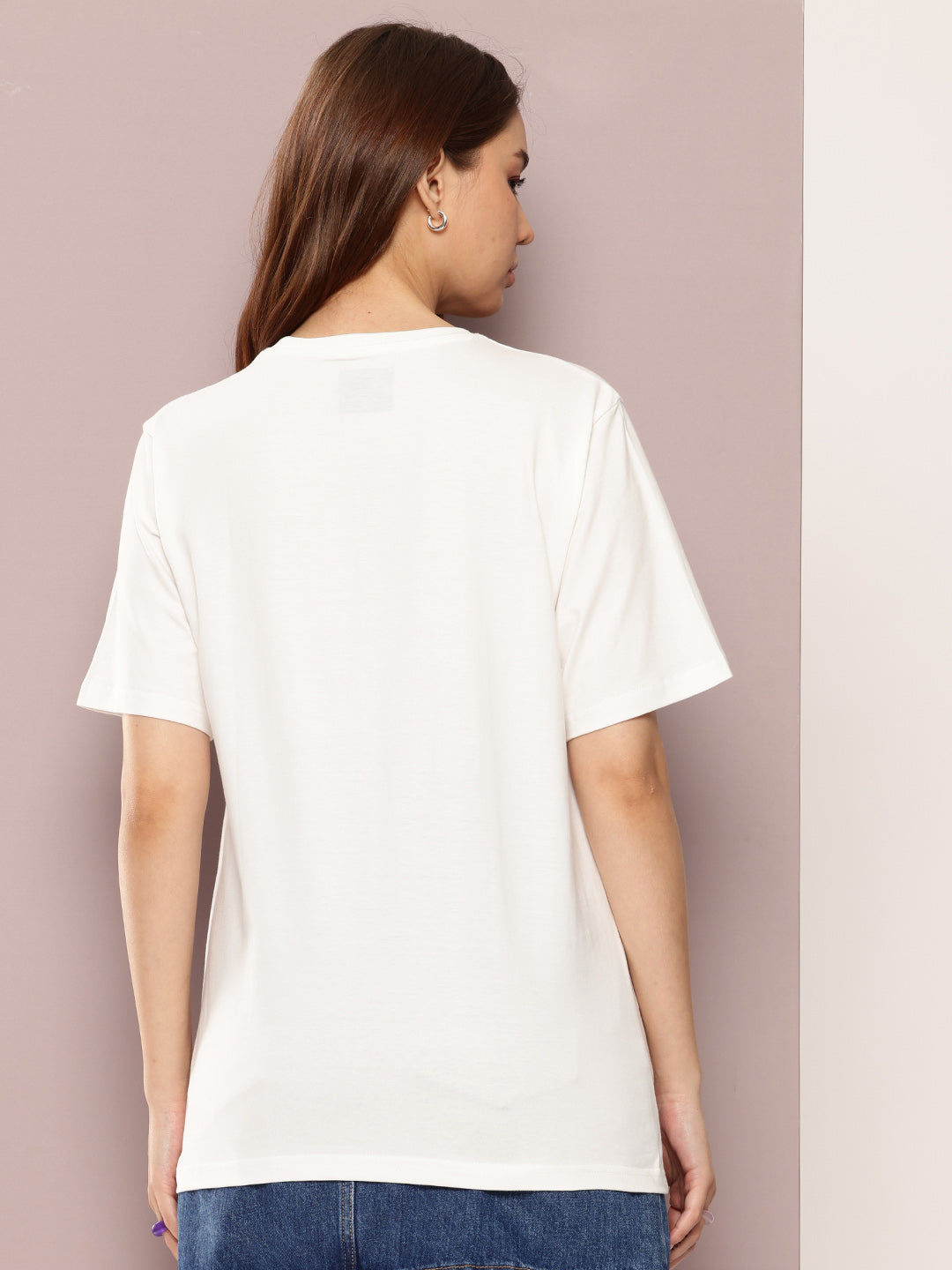 Womens Half Sleeve Round Neck Embroidered Oversized Fit Tshirts