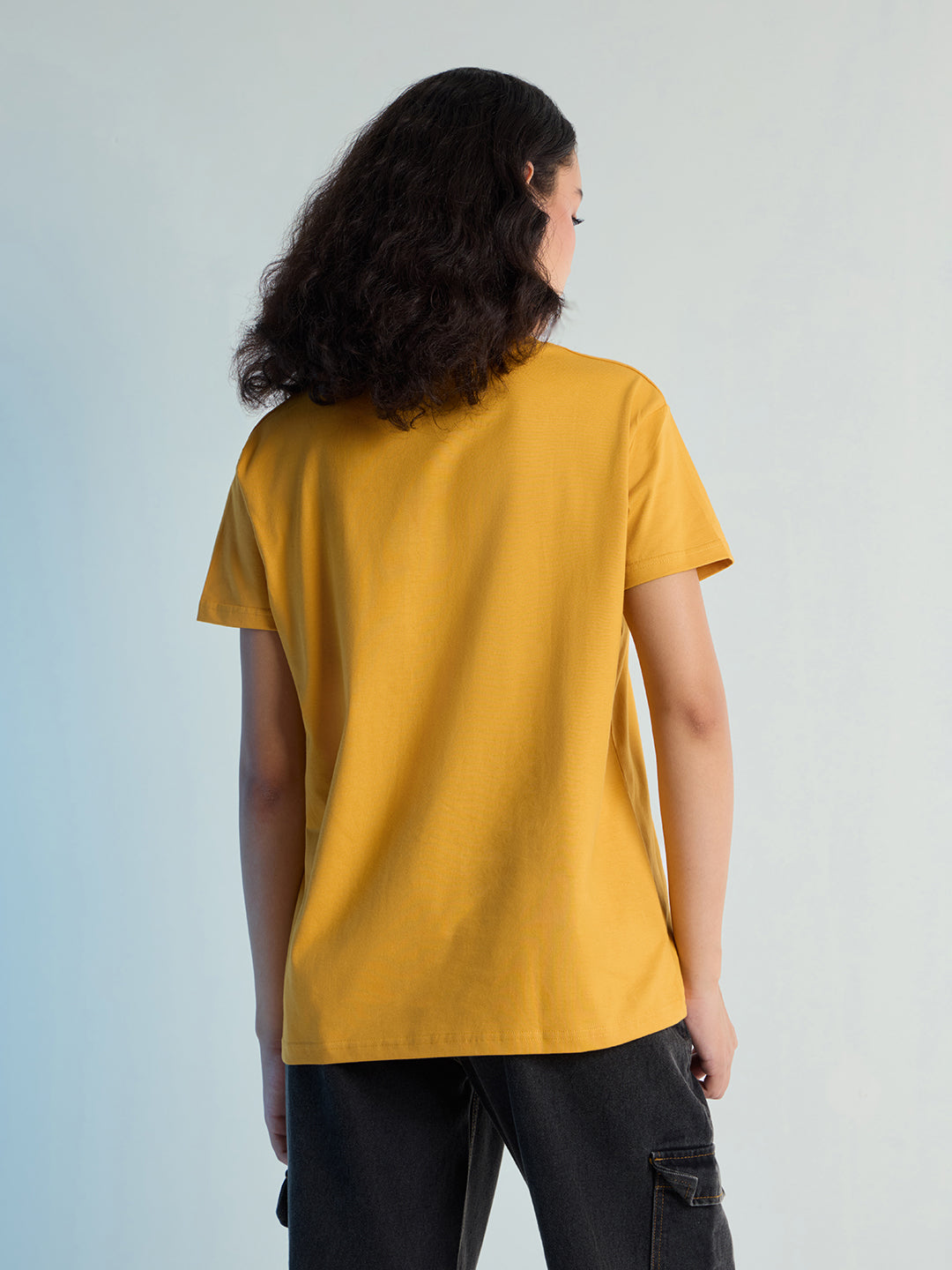 Womens Stud Detailed Boxy Regular Round Neck Tshirt 