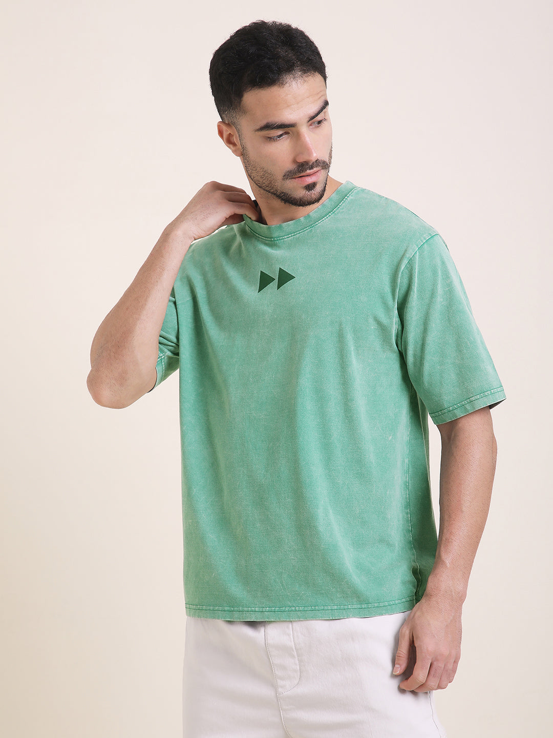 Mens Half Sleeve Round Neck Back Printed Oversized Fit Tshirts