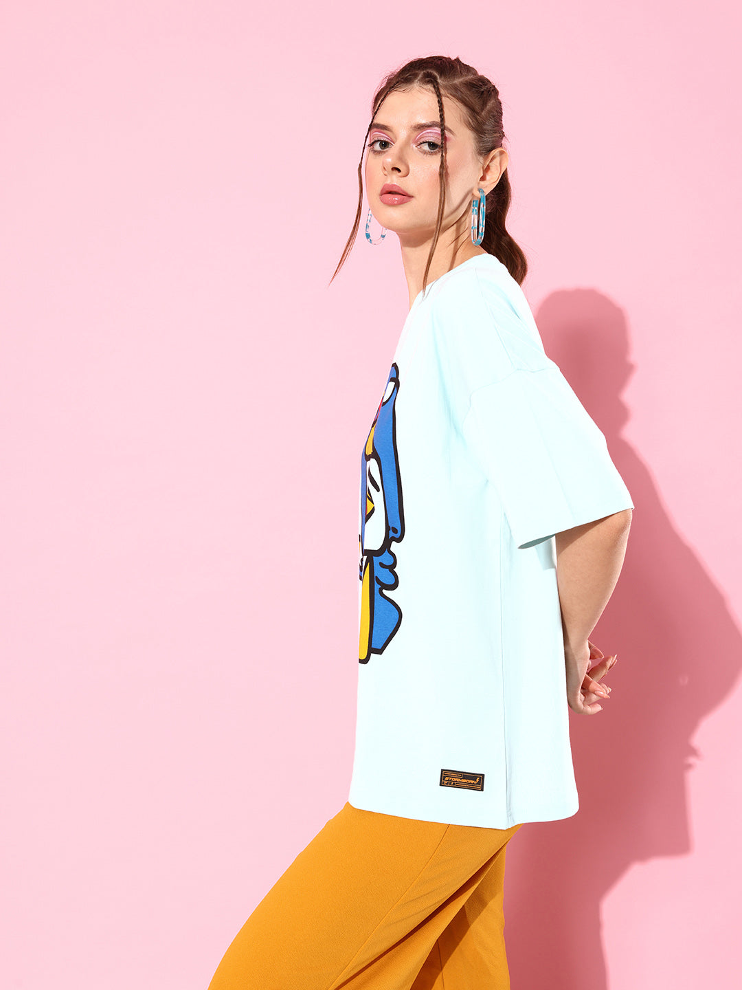 Womens Half Sleeve Drop Shoulder Printed Oversized Fit T-Shirts