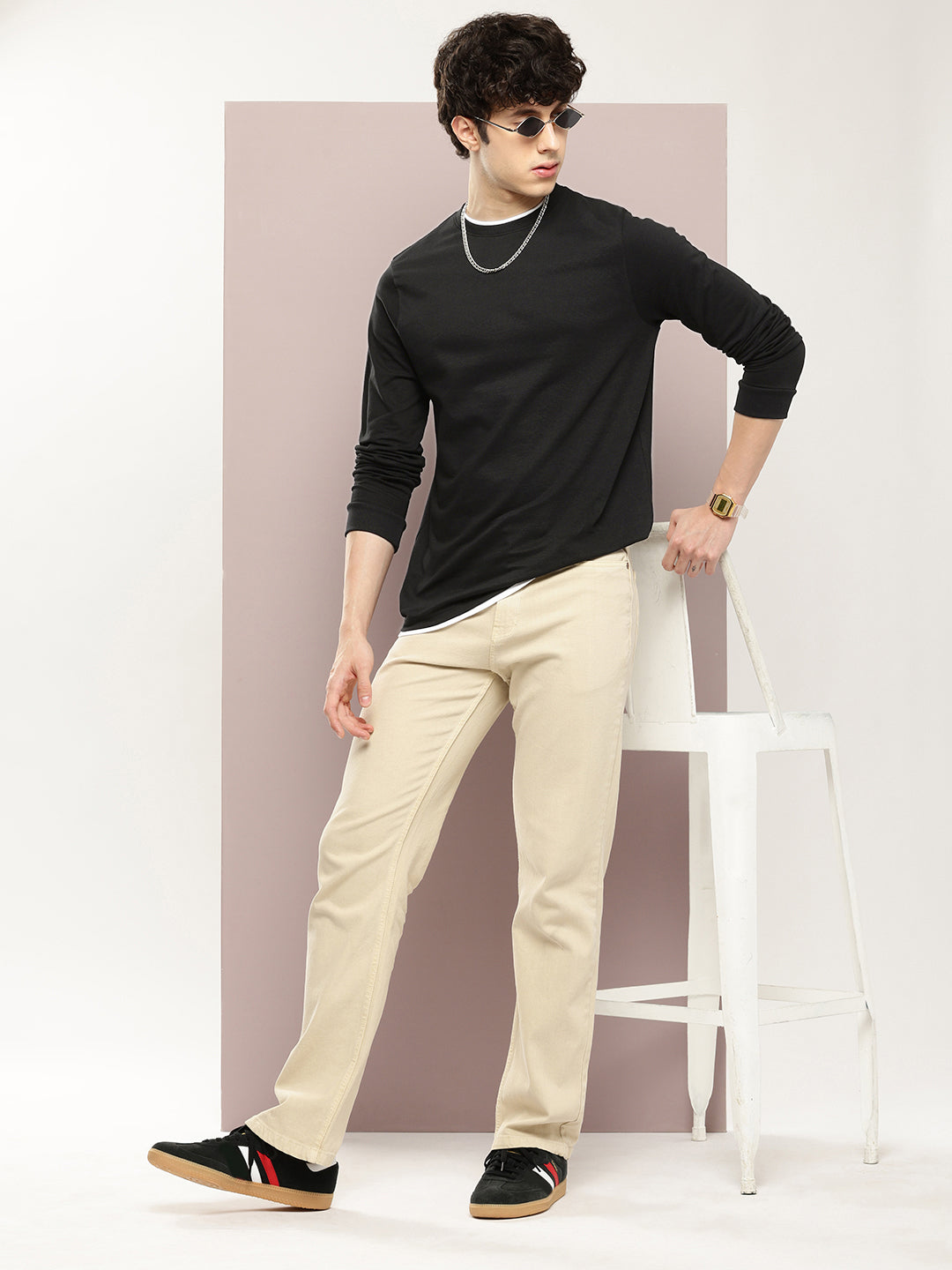 Mens Full Sleeve Round Neck Solid Regular Fit Tshirts