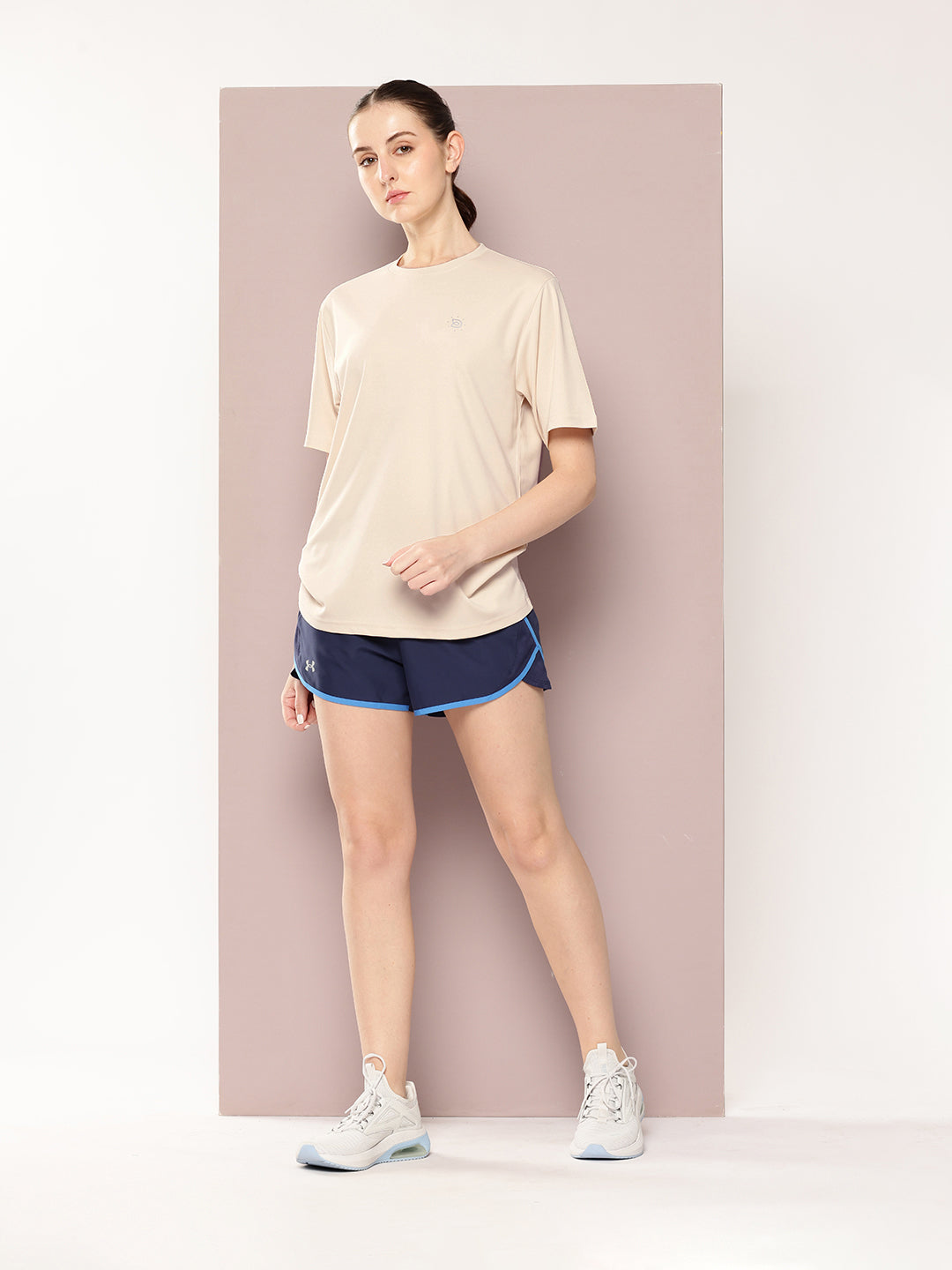 Womens Short Sleeve Round Neck Oversized Polyster Tshirt