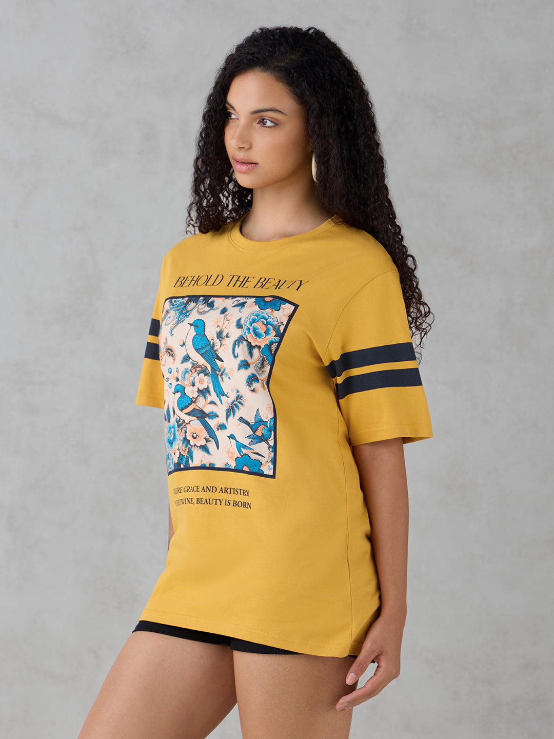 Womens Half Sleeve Printed Oversized Fit Tshirt