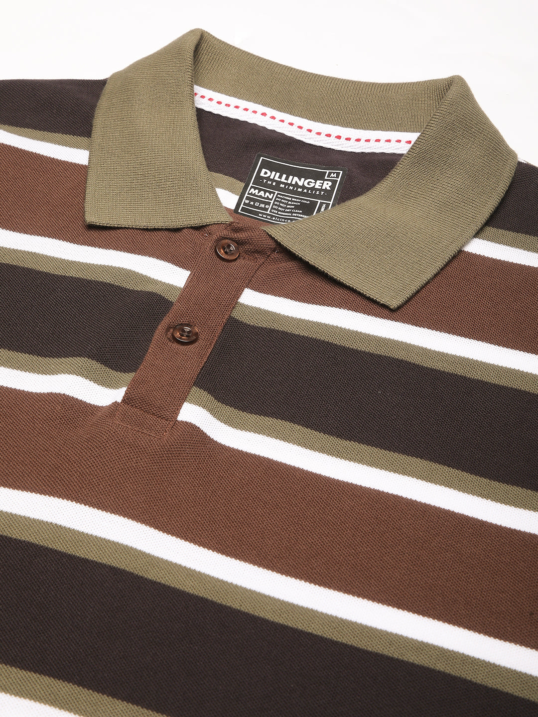 Mens Full Sleeve Polo Neck All-Over Striped Regular Fit Tshirts