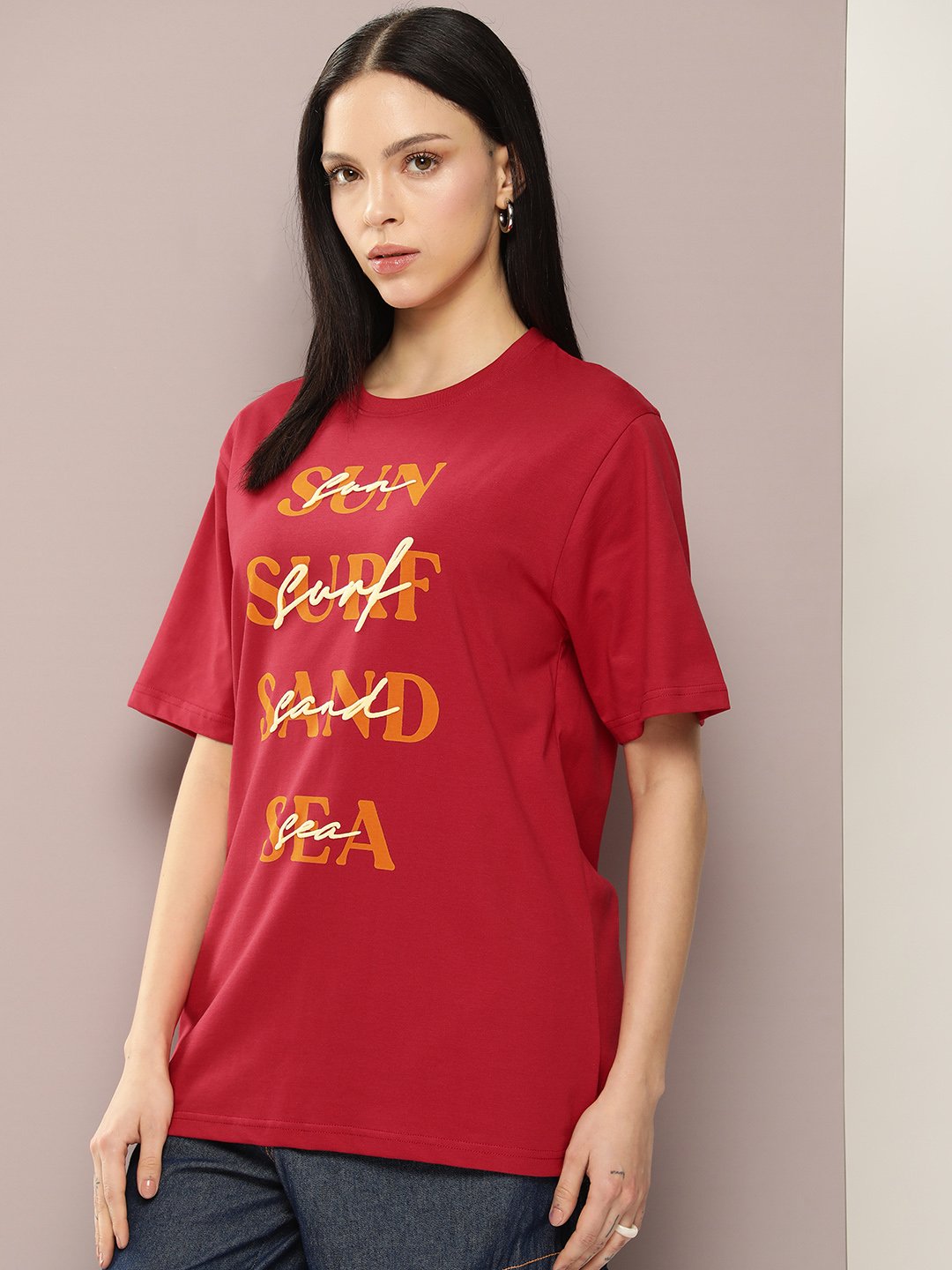 Womens Half Sleeve Round Neck Oversized Fit T-Shirts