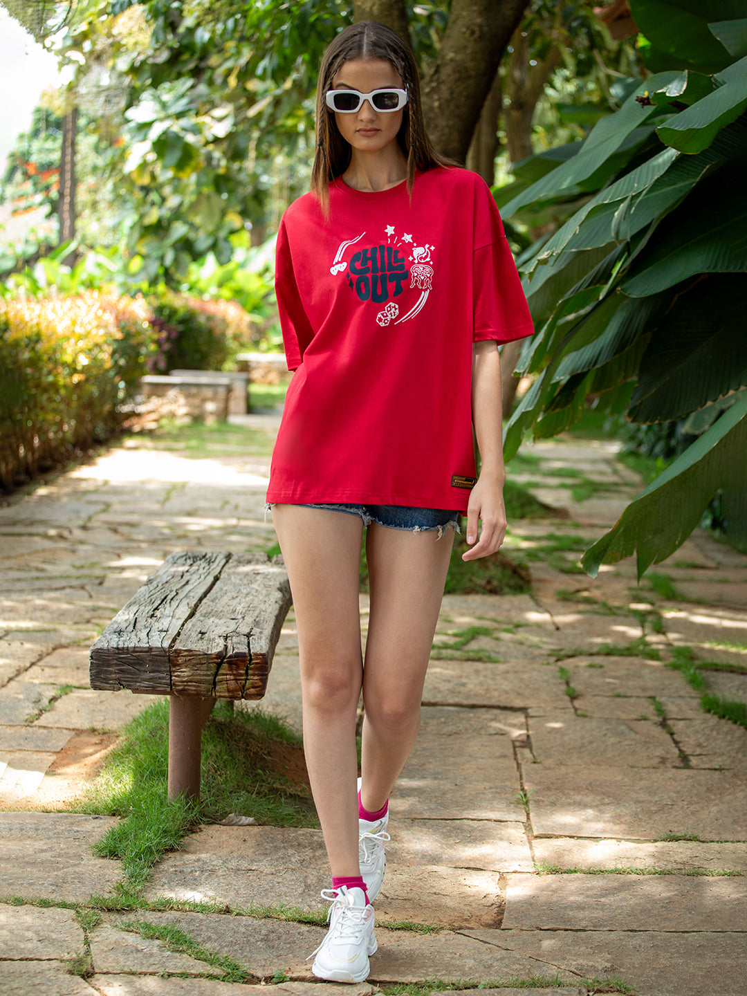 Womens Half Sleeve Drop Shoulder Printed Oversized Fit T-Shirts