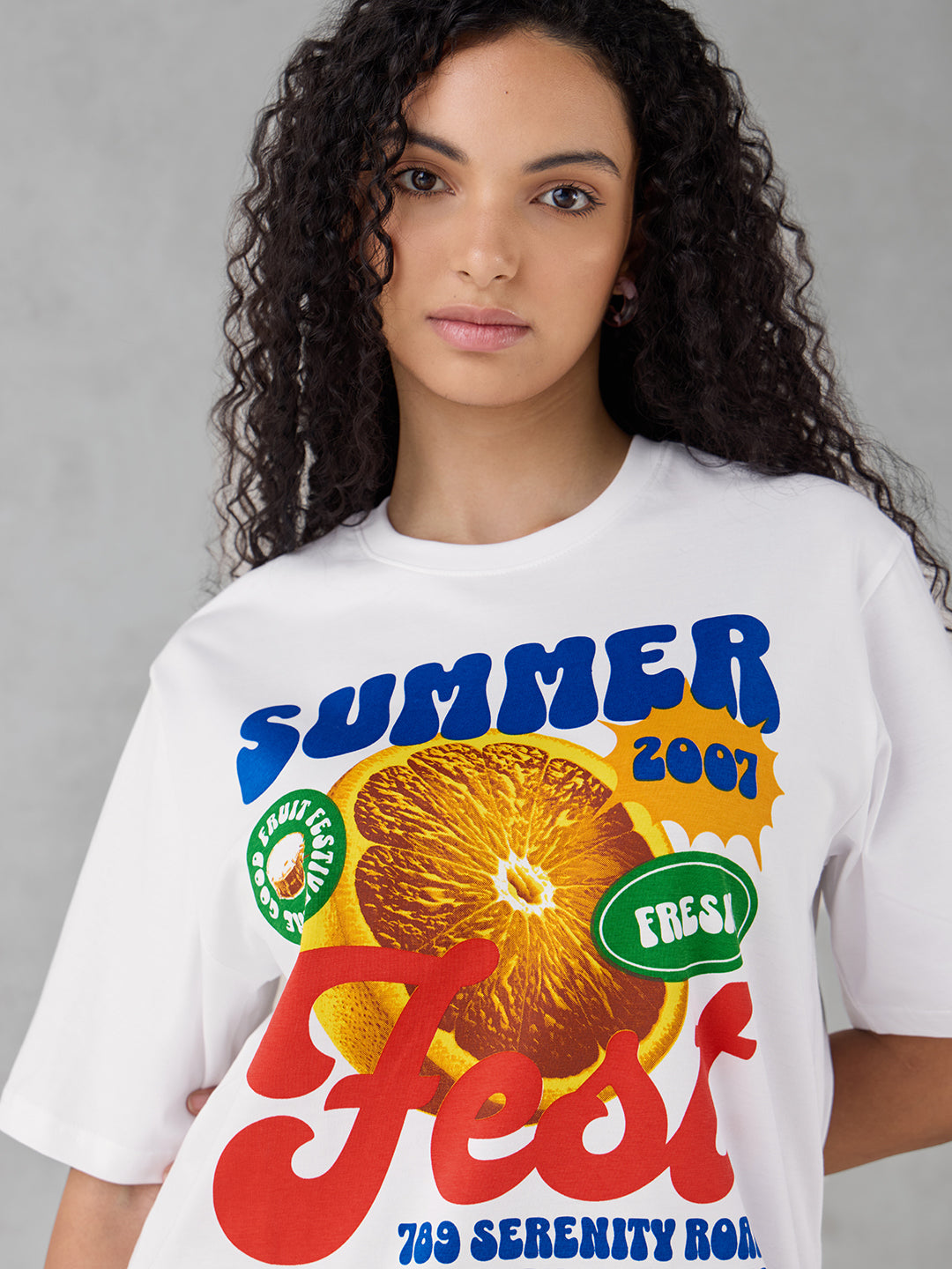 Womens Half Sleeve Printed Oversized Fit Tshirt