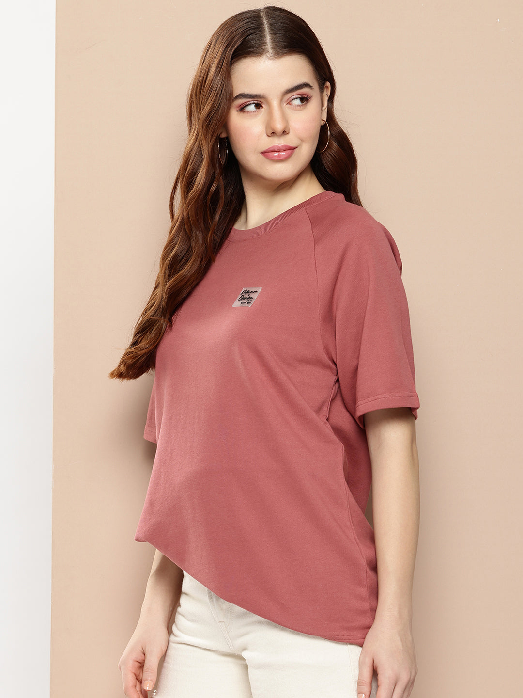 Womens Half Sleeve Round Neck Solid Oversized Fit Tshirts