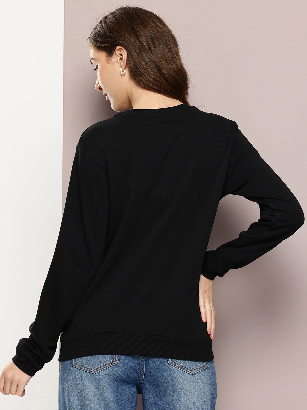 Womens Full Sleeve Round Neck Embroidered Relaxed Fit Tshirts