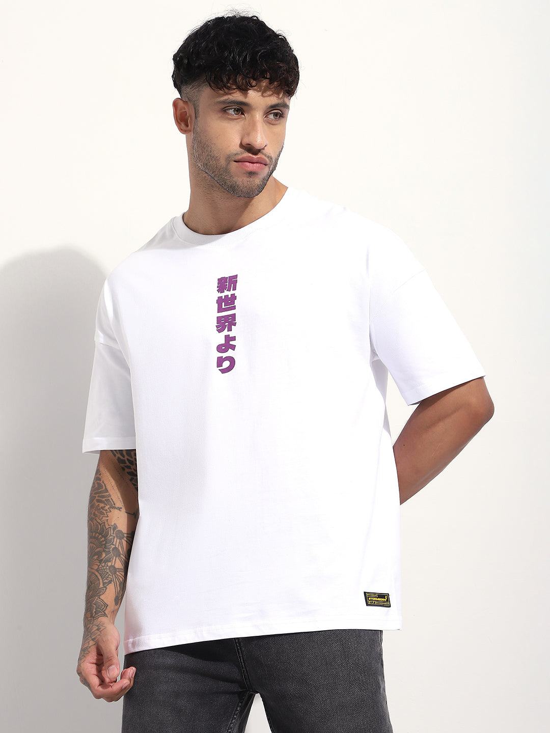 Mens Half Sleeve Drop Shoulder Printed Oversized Fit T-Shirts