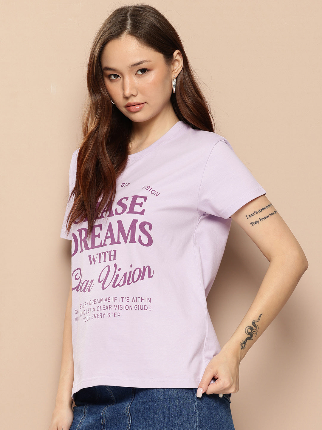 Womens Half Sleeve Round Neck Printed Boxy Fit Tshirts