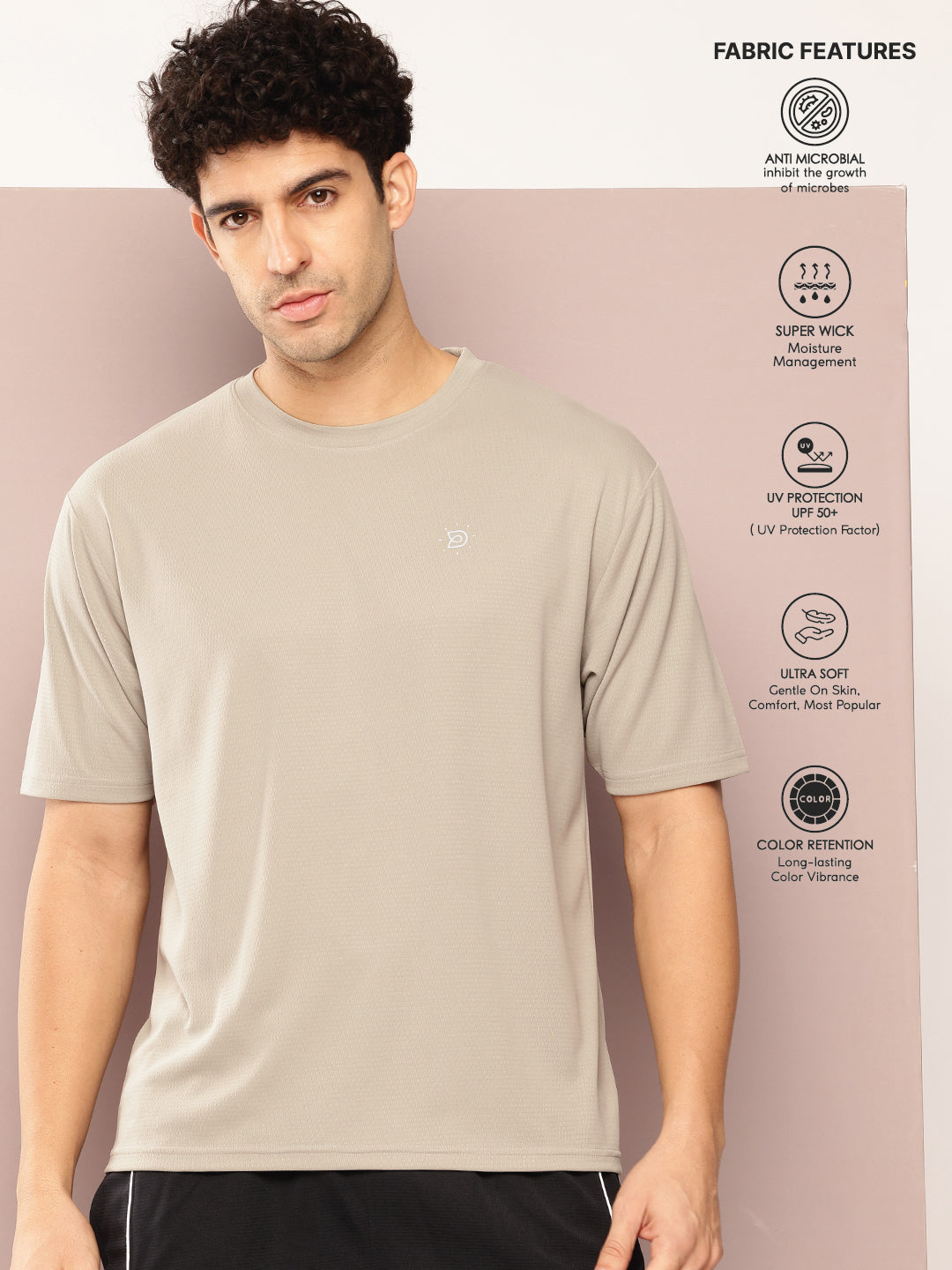 Mens Short Sleeve Round Neck Oversized Polyster Tshirt