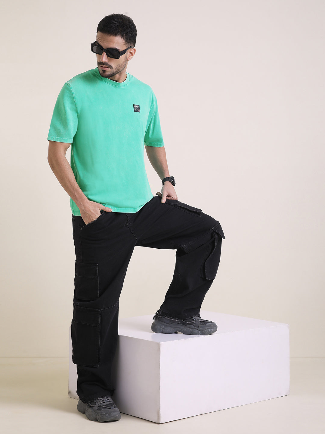 Mens Half Sleeve Round Neck Back Printed Oversized Fit Tshirts
