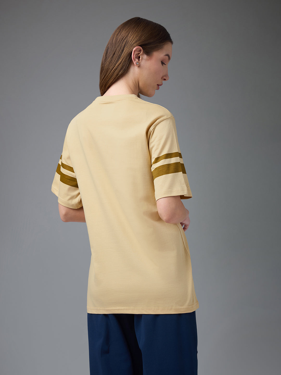 Womens Printed Round Neck Oversized Fit Tshirt
