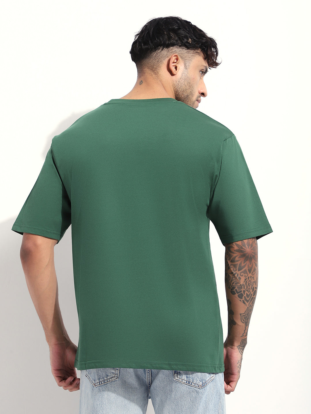 Mens Half Sleeve Round Neck Embroidered Oversized Fit Tshirts