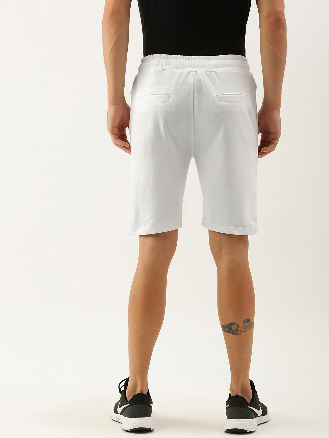 Men Off White Typography Printed Mid-Rise Regular Shorts