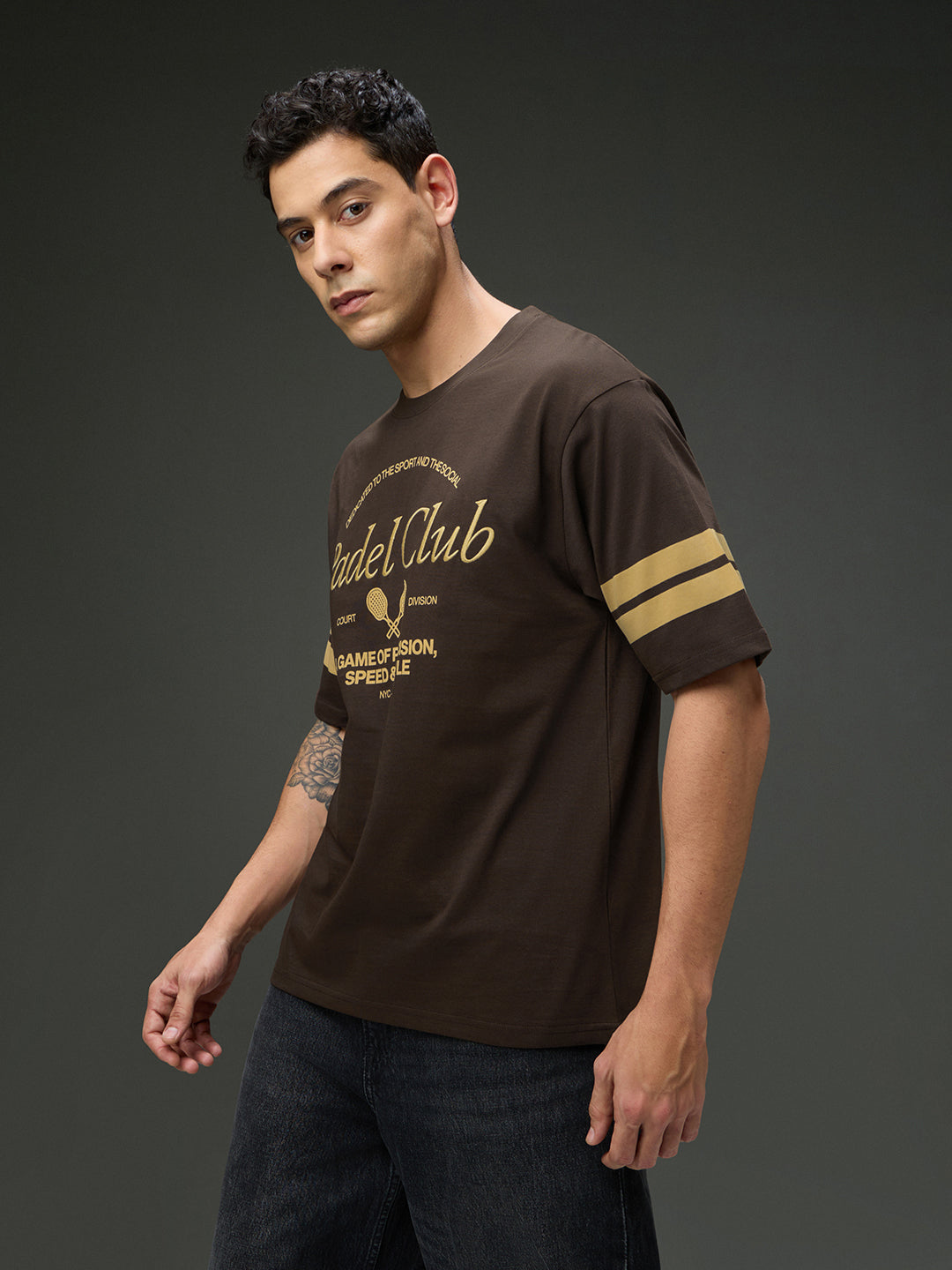 Mens Round Neck Half Sleeve Printed Oversized Fit Tshirt