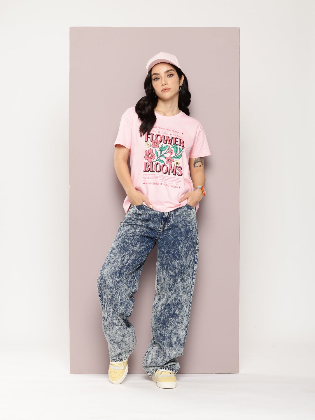 Womens Half Sleeve Round Neck Printed Boxy Fit Tshirts