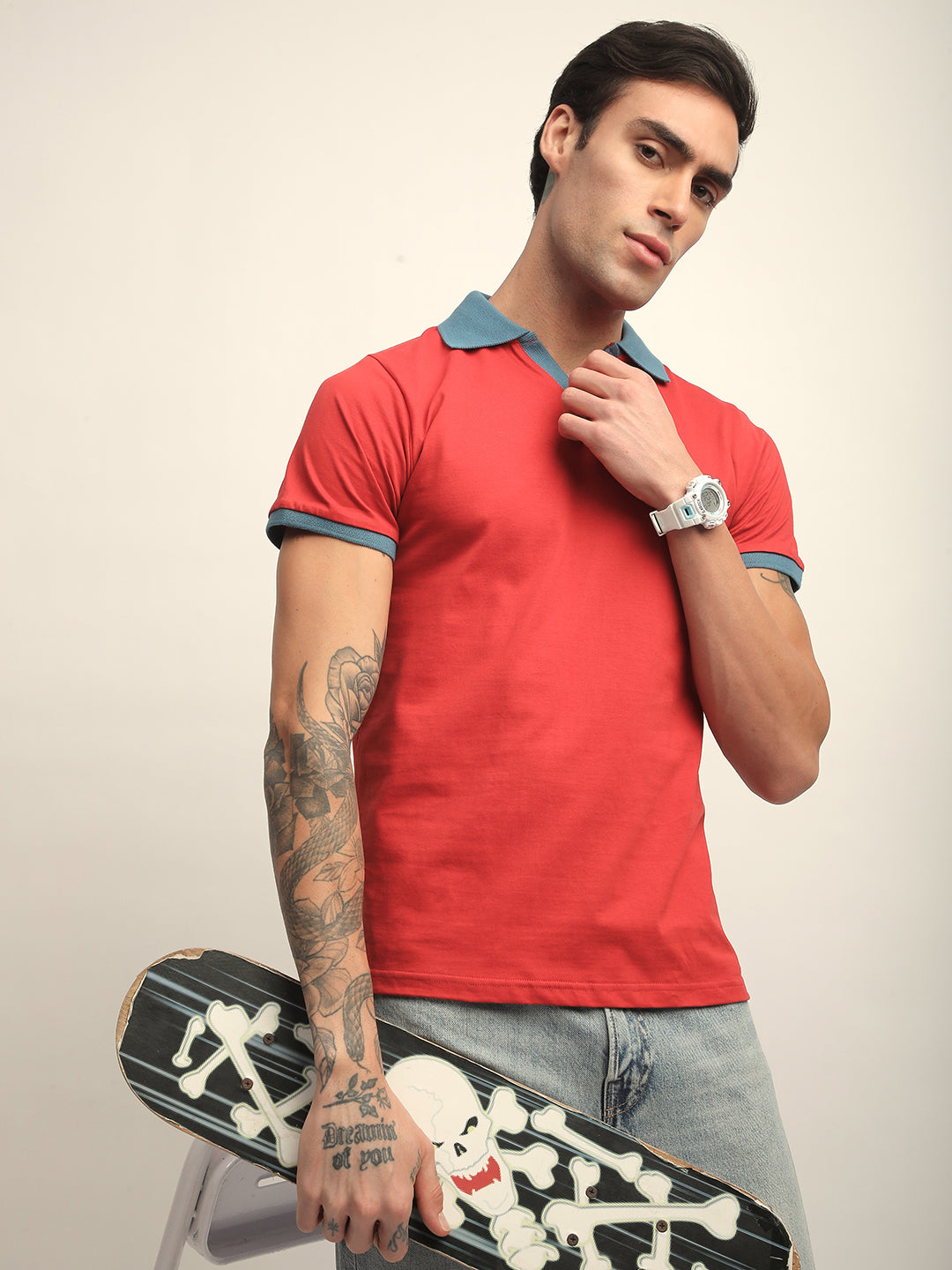 Mens Half Sleeve Polo Neck Solid Regular Fit Tshirts