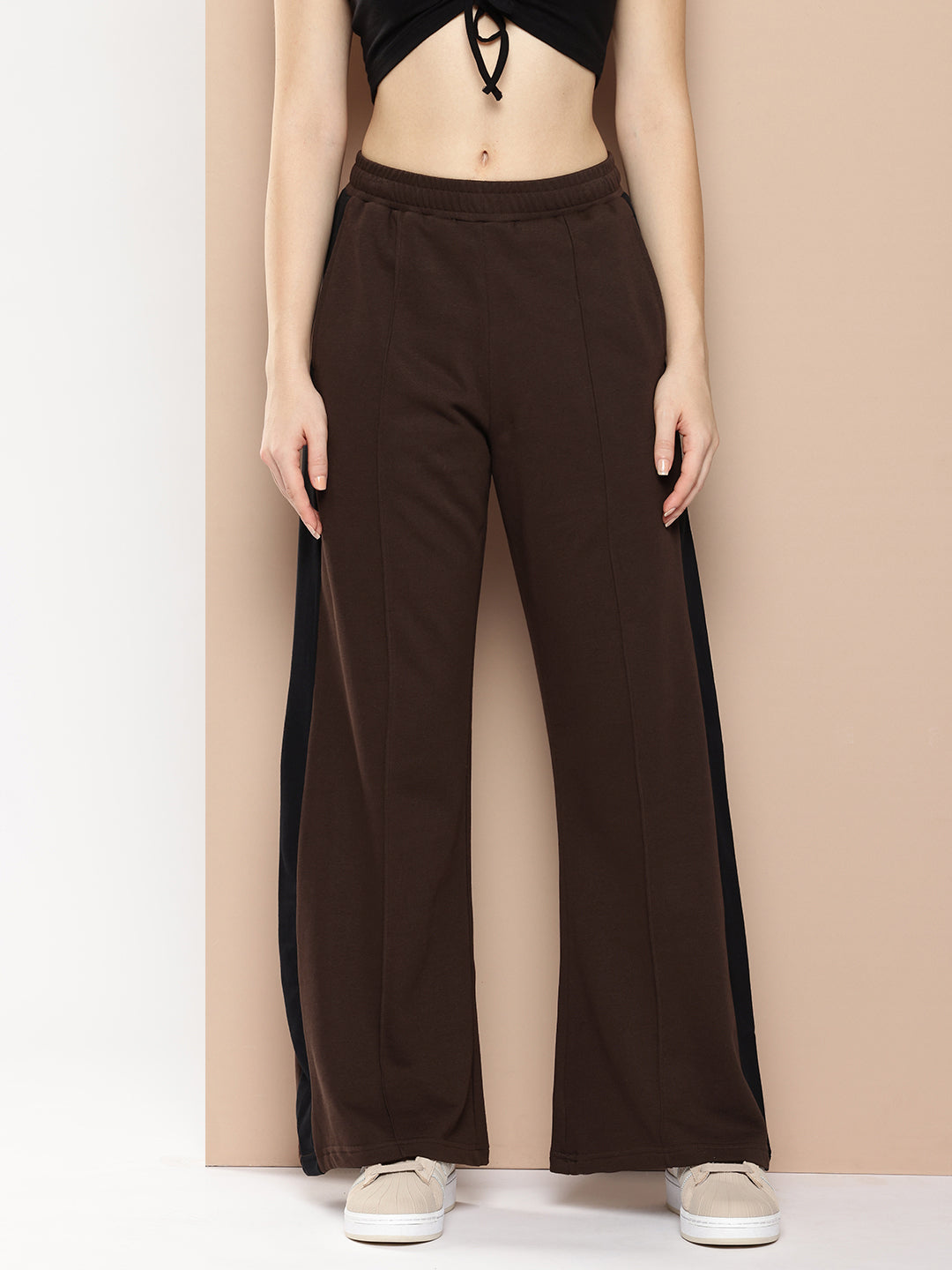 Women Colourblocked Cotton Relaxed Baggy Korean Pants