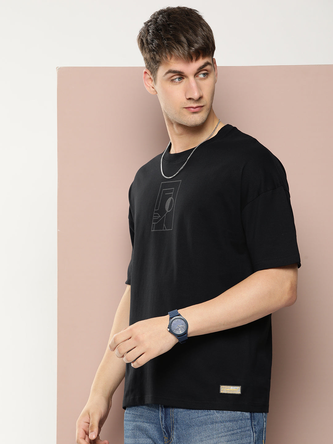 Mens Half Sleeve Drop Shoulder Printed Oversized Fit T-Shirts