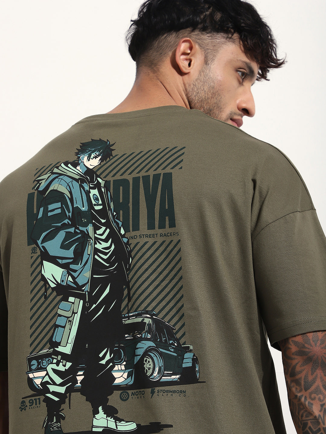 Mens Half Sleeve Drop Shoulder Printed Oversized Fit T-Shirts