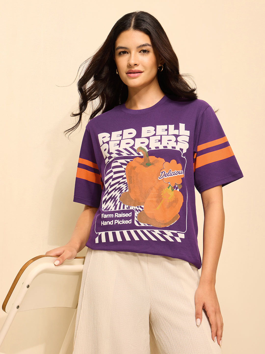 Womens Printed Oversized Cotton T-Shirt